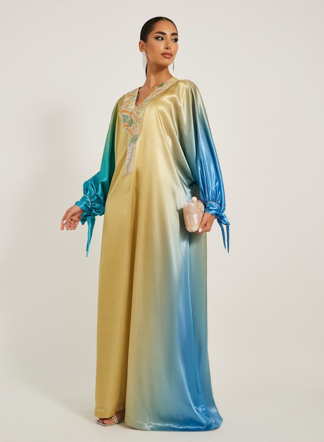 Maxim Creation Embroidered Detail Ombre Jalabiya - Image 2